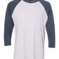 Mystery Tee Sale - Next Level - Indigo/Light Heather Gray - 3/4 Sleeve Raglan - SMALL