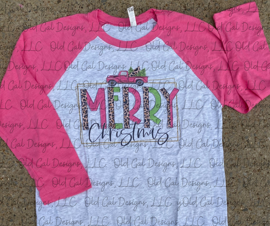 Pink Merry Christmas Raglan