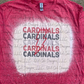 Cardinals Stacked Lightning Bolt - Neon