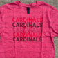 Cardinals Stacked Lightning Bolt - Neon