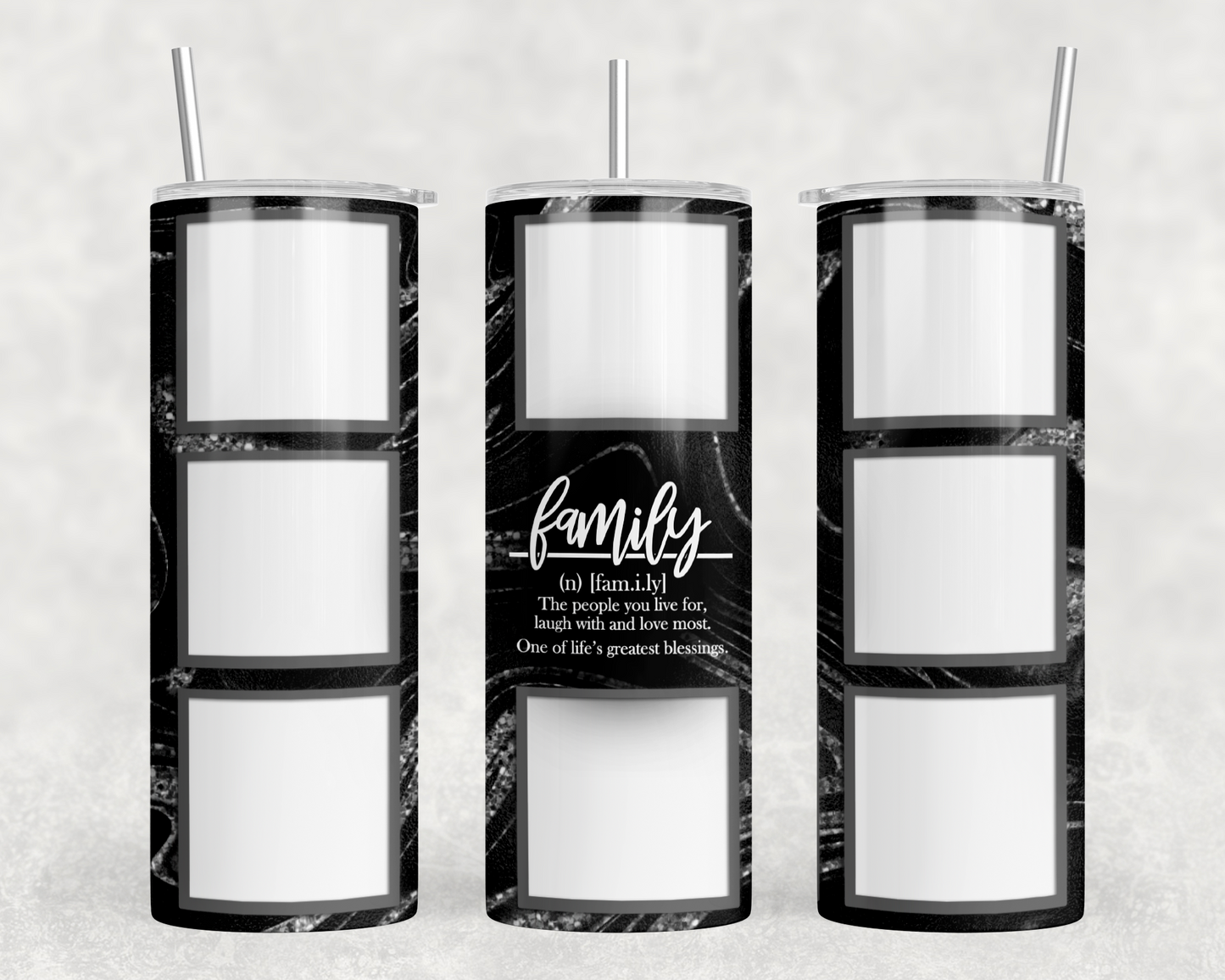 Black Marble Family Tumbler with pictures